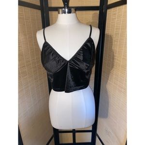 Shein Plus Black Satin Pyjama Cropped Tank Top